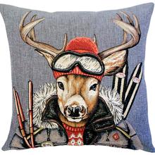 Kissen Hirsch Ski Freunde 45x45 Gobelin von TEAM TIROL