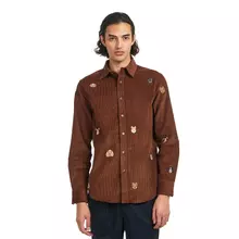 Portuguese Flannel Lobo Embroidery Shirt Brown Herren Hemd Cord braun von Portuguese Flannel