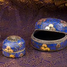 Mamallapuram, blau, 3er-Set Steindöschen, Weißmetall