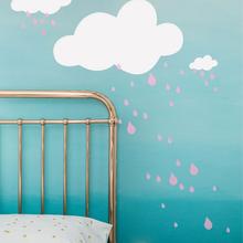 Wandsticker WOLKEN TROPFEN REGEN Happy Rainy Day 