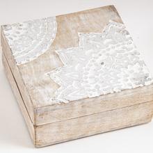 Mandala Silberbox, Mangoholz,  klein