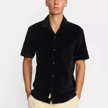 Revolution Velour Kurzarm Cuban Shirt Hemd schwarz von Revolution