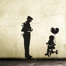 BANKSY Wandtattoo COP & BALLOON GIRL auf Dreierad Wandtattoo Streetart von Urban ART Berlin