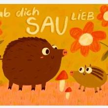 Postkarte Hab Dich Lieb Slinga Illustration von Slinga Illustration