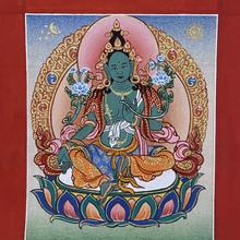 Thangka – Grüne Tara – 8x10cm von Karsang Lama