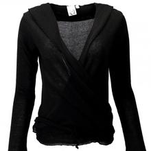 Wickelshirt, Baumwollstrick Pullover, Wickeljacke - schwarz von Guru