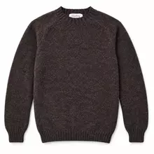 Harley of Scotland Brushed Wool Pullover Herren Dunkelbraun bunt meliert von Harley of Scotland
