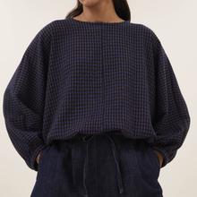 By-Bar Gaya Blouse Galaxy Check Damen Bluse Viskose dunkelblau von by-bar