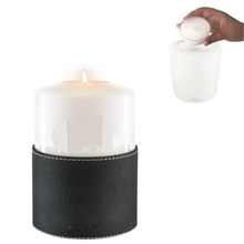 Dauerkerze Farluce "Classic" in weiß mit schwarzer Ledermanschette von Qult® von Qult