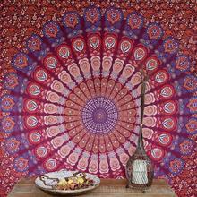 Boho-Style Wandbehang, indische Tagesdecke Mandala Druck - lila/rot/orange von Guru