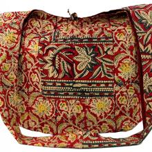 Sadhu Bag, Umhängetasche, Blockdruck Hippie Schultertasche - rot/beige