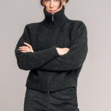 JOHNNYLOVE Susy Zipper Cardigan Bottle Green Damen Mohair Strickjacke grün von Johnny Love
