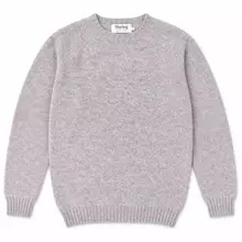 Harley of Scotland Brushed Wool Pullover Herren Hellgrau bunt meliert von Harley of Scotland