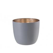 Windlicht Grau Nudegold, M, Madras von CHILLISY HOME