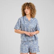 Dedicated Torup Shirt Wave Tile Damen Bluse blau von Dedicated