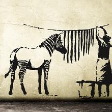 Banksy Wandtattoo Zebra Waschtag Waschstation Streetart Wandsticker von Urban ART Berlin