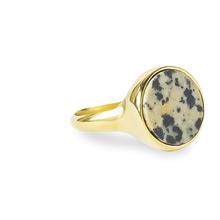 Round Stone Ring Messing Dalmatiner Jaspiz von ting goods
