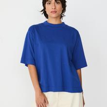 SKFK Zuntz-11-GOTs Shirt Blue Damen Loose Fit T-Shirt blau von SKFK