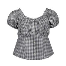Karo-Bluse, Baumwolle, nachtblau von Blue Seven