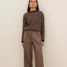 By-Bar Diagonal Natural Pullover Damen beige-schwarz von by-bar
