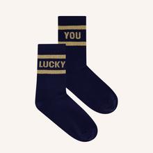 By-Bar Lucky You Sparkle Socks Retro Socke unisex navy gold von by-bar