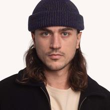 OLOW Falco Merinowoll-Beanie Marineblau Meliert von Olow
