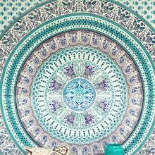 Boho-Style Wandbehang, indische Tagesdecke Mandala Druck - grün/türkis von Guru