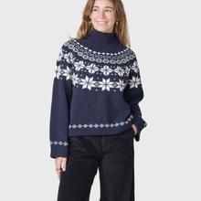 Klitmøller Claire Knit Navy Cream Damen Stickpullover Merino blau creme von Klitmøller