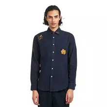 Portuguese Flannel Embroidery Flannell Shirt Navy Herren Hemd blau von Portuguese Flannel