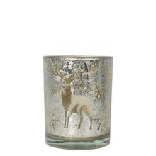 Windlicht Glas Hirsch Weiß Gold von Mars & More