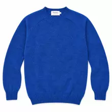Harley of Scotland Brushed Wool Pullover Herren Saphirblau von Harley of Scotland