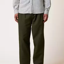 Faguo Landais Wide Leg Hose Khaki Herren Bio-Baumwolle grün von Faguo