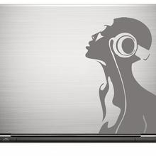 Laptop Sticker HEADPHONE GIRL Grau Skin Aufkleber 