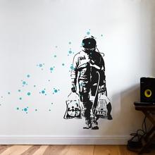 BANKSY ASTRONAUT meets BUBBLE GIRL Banksy Wandsticker Streetart Graffiti von Urban ART Berlin