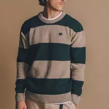 Trendsplant Sella Knit Pine Green/Nomad Brown gestreifter Strickpullover Herren dunkelgrün-braun von Trendsplant