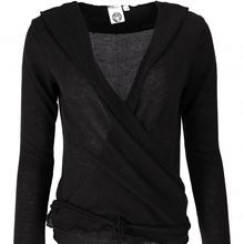 Wickelshirt, Baumwollstrick Pullover, Wickeljacke - schwarz von Guru
