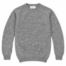 Harley of Scotland Brushed Wool Pullover Herren Grau meliert von Harley of Scotland