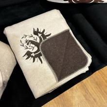 Wolldecke Plaid Tiroler Adler Grau Braun 200x150 cm von CHILLISY HOME