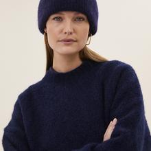 By-Bar Logo Beanie Midnight unisex Mütze Mohair dunkelblau von by-bar
