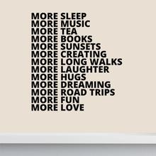 More SLEEP More LOVE & More GOOD THINGS Wandtattoo Positve Thinking  von Urban ART Berlin