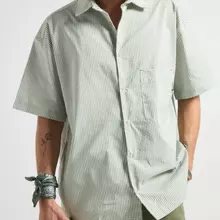 Trendsplant Mechanic Box Seaqual®Yarn Shirt Green Stripes Hemd Herren gestreift von Trendsplant