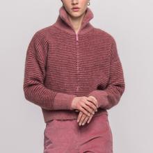 JOHNNYLOVE Susy Stripe Zipper Cardigan Flamingo Damen Mohair Strickjacke pink von Johnny Love