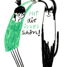 Postkarte Mit dir isses schön von Slinga Illustration von Slinga Illustration