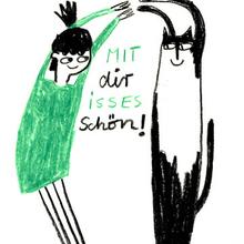 Postkarte Mit dir isses schön von Slinga Illustration von Slinga Illustration
