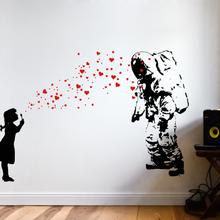 Wandtattoo ASTRONAUT Heart Bubble Girl Wandsticker Banksy Style von Urban ART Berlin